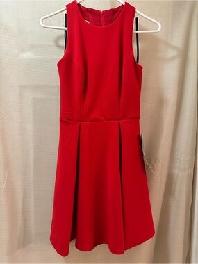 B. Smart Bright Red Fit & Flare Cutout Back Cocktail Dress Size 3 XS NWT